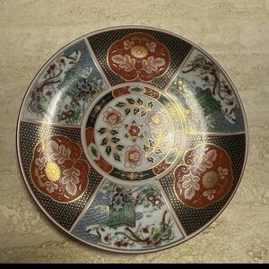 Vintage Japanese Wall Plates Imari Ware Vibrant Colors Blue Red Orange White 6.5